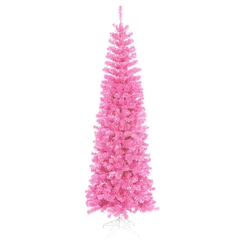 10' Pre-Lit Pencil Sparkling Artificial Christmas Tree - Pink Lights 3 10' Pre-Lit Pencil Sparkling Artificial Christmas Tree - Pink Lights