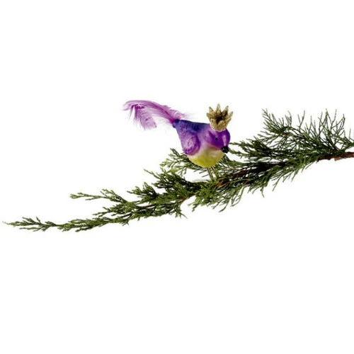 8" Purple Glass Bird With Crown Clip-On Christmas Ornament 4 8" Purple Glass Bird With Crown Clip-On Christmas Ornament - Image 2