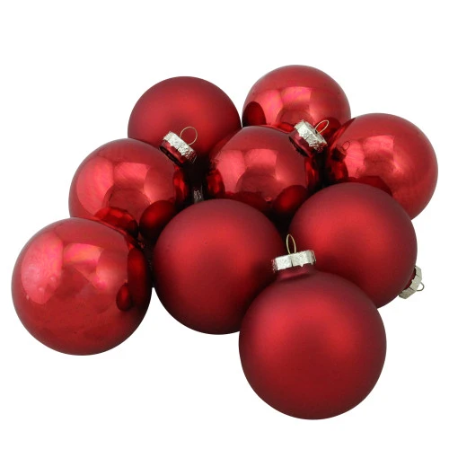 Northlight 9ct Red 2-Finish Christmas Ball Ornaments 2.5" (65mm) 3 Northlight 9ct Red 2-Finish Christmas Ball Ornaments 2.5" (65mm)