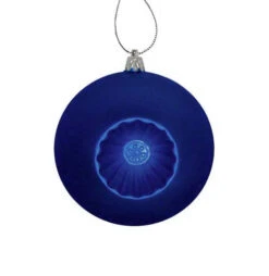 6ct Blue Shatterproof Matte Retro Reflector Christmas Ball Ornaments 4" (100mm)