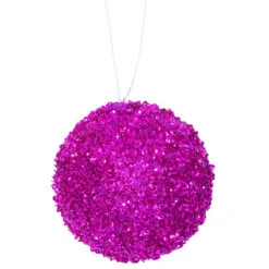 4ct Pink Shatterproof Glitter Drenched Christmas Ball Ornaments 4" (100mm) - 31464472
