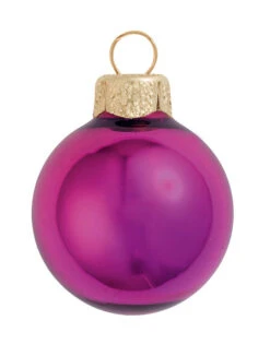 40ct Raspberry Pink Shiny Glass Christmas Ball Ornaments 1.25" (30mm)