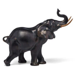 13.25” Black Tusk Elephant Sculpture