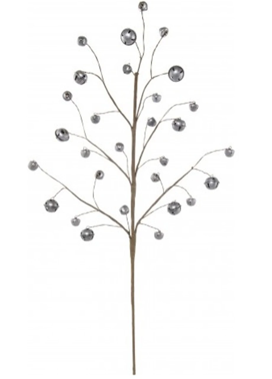 24.5" Antique Silver Winter Light Jingle Bell Artificial Christmas Spray 3 24.5" Antique Silver Winter Light Jingle Bell Artificial Christmas Spray