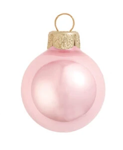 12ct Pale Pink Pearl Glass Christmas Ball Ornaments 2.75" (70mm)