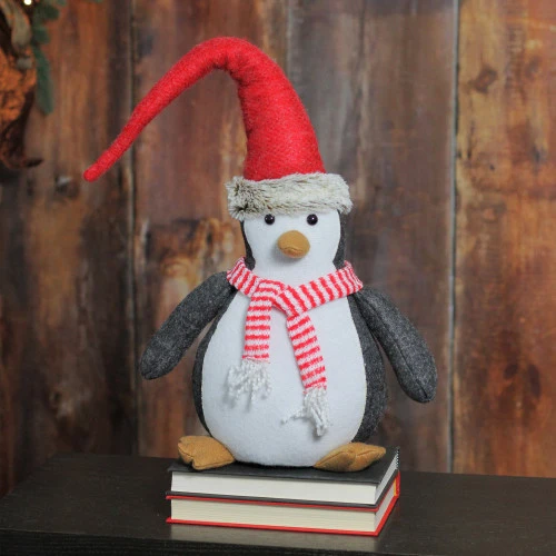 Northlight 16" Black And White Penguin Striped Scarf And Santa Hat Christmas Figure 6 Northlight 16" Black And White Penguin Striped Scarf And Santa Hat Christmas Figure - Image 4