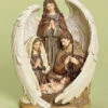 Roman 12.5" Brown And White Inspirational Holy Family With Angel Christmas Nativity Figurine