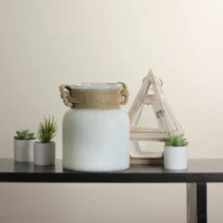 9.5" Antique White And Brown Mercury Glass Hurricane Lantern With Rope -Ornaments Store jwwyssndwwwyvyj39rrfmdxsbbiwlaoz 91047.1588397632