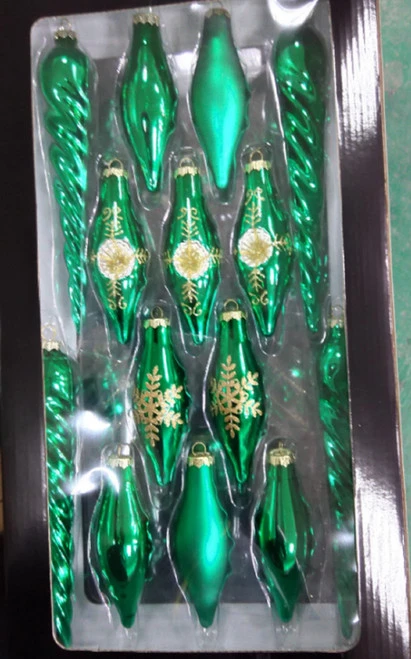 Northlight Set Of 36 Green And Gold Contemporary Glass Christmas Ornaments 8" (200mm) 6 Northlight Set Of 36 Green And Gold Contemporary Glass Christmas Ornaments 8" (200mm) - Image 4