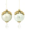 Melrose Set Of 2 White And Gold Raised Acanthus Leaf With Clear Jewel Dangle Christmas Ornament 6.5" -Ornaments Store kezbzkz33sozl7somej1zkvew8f7usmp 84067.1588356391