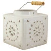 6.75" White Crackle Finish Square Mosaic Cut Out Candle Lantern -Ornaments Store koop2009570204020b 1 29411.1587645275