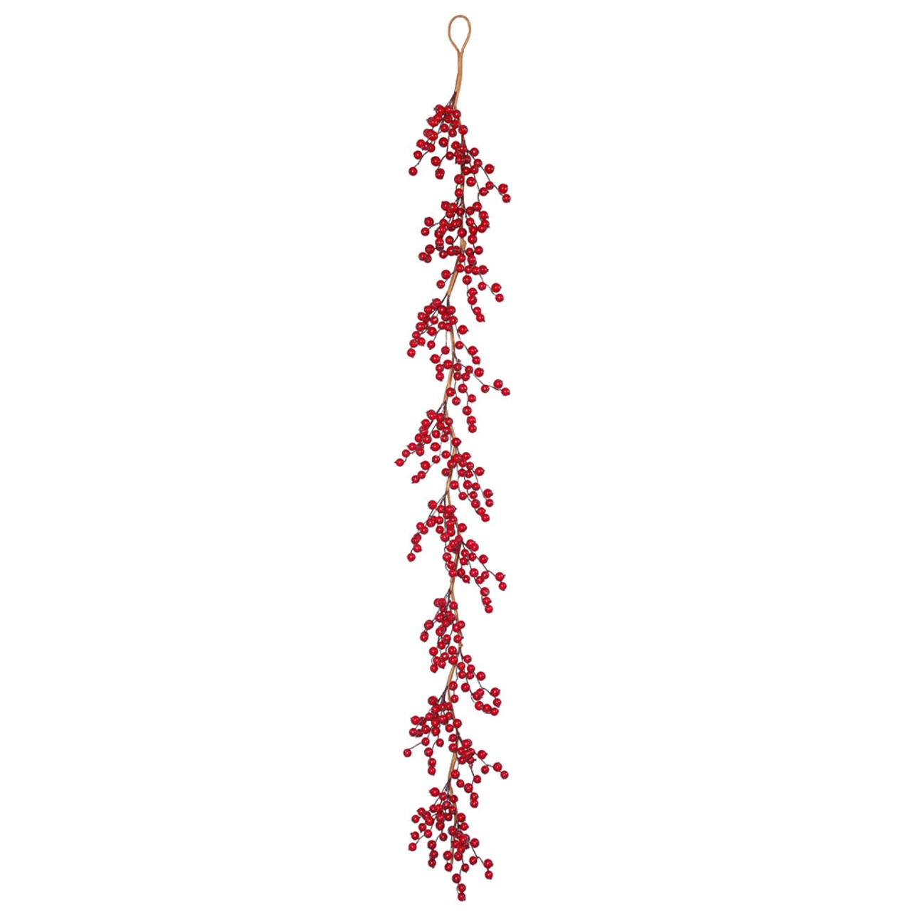 6' X 5" Red And Beige Artificial Gooseberry Christmas Garland - Unlit 3 6' X 5" Red And Beige Artificial Gooseberry Christmas Garland - Unlit
