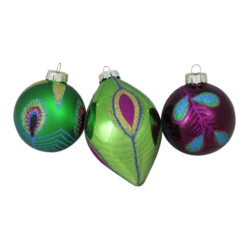 Northlight 3ct Green And Purple 2-Finish Glass Christmas Ball Ornaments 5.75" (145mm) 3 Northlight 3ct Green And Purple 2-Finish Glass Christmas Ball Ornaments 5.75" (145mm)