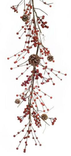 Melrose Festive Christmas Garland Of Berries And Pine Cones 6'