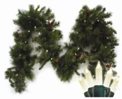 9' Pre-Lit LED Battery Operated Anchorage Fir Christmas Garland - Warm White Lights
