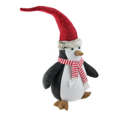 Northlight 16" Black And White Penguin Striped Scarf And Santa Hat Christmas Figure 5 Northlight 16" Black And White Penguin Striped Scarf And Santa Hat Christmas Figure - Image 3