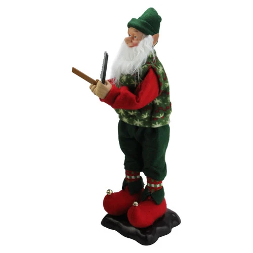 24" Green And Red Animated Festive Tinkering Tom The Wood Smith Christmas Elf 5 24" Green And Red Animated Festive Tinkering Tom The Wood Smith Christmas Elf - Image 3