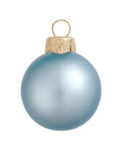 40ct Sky Blue Matte Glass Finish Christmas Ball Ornaments 1.5" (40mm)