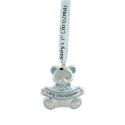 Northlight 3" Blue And Silver Teddy Bear Christmas Ornament