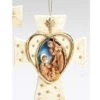 Roman 5.5" Ivory And Gold Inspirational Holy Family Heart Cross Christmas Ornament