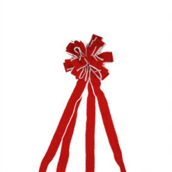 48" Red And White Fringe 16 Loop Commercial Christmas Bow Decoration