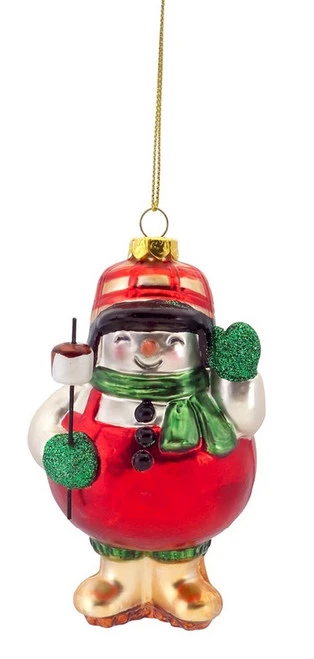 Melrose 5" Red And Silver Camping Snowman Christmas Ornament 3 Melrose 5" Red And Silver Camping Snowman Christmas Ornament