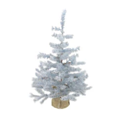 3' Winter Light Frosted Blue Pine Artificial Christmas Tree With Burlap Base - Unlit