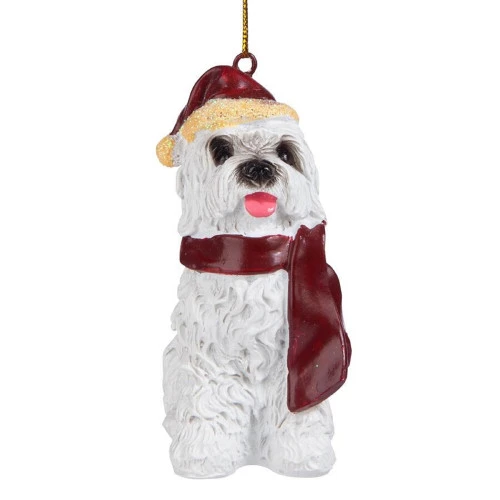 3.5" White Maltese Dog Christmas Ornament 4 3.5" White Maltese Dog Christmas Ornament - Image 2
