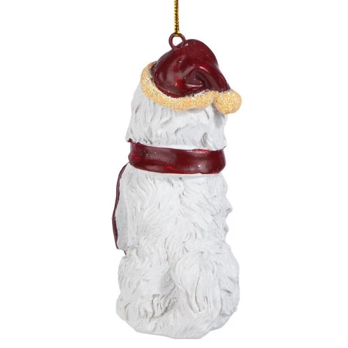 3.5" White Maltese Dog Christmas Ornament 6 3.5" White Maltese Dog Christmas Ornament - Image 4