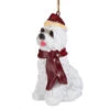 3.5" White Maltese Dog Christmas Ornament