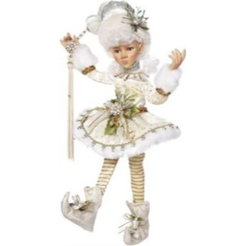 17" White And Gold Mark Roberts Snowella Girl Christmas Elf Figure 4 17" White And Gold Mark Roberts Snowella Girl Christmas Elf Figure - Image 2
