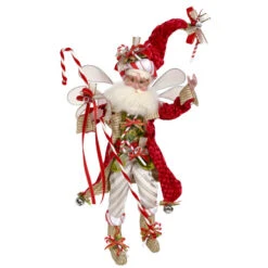16.5" Red And White Mark Roberts Candy Cane Christmas Fairy - Medium