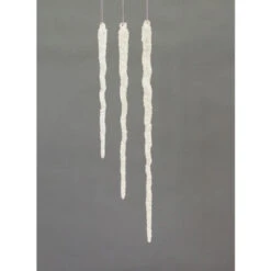 Melrose Set Of 3 Clear Snow Drift Glittered Glass Icicle Christmas Ornaments 20"