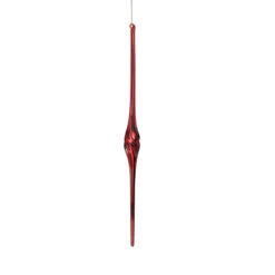 Melrose 18" Red And Silver Spiral Glass Icicle Christmas Ornament