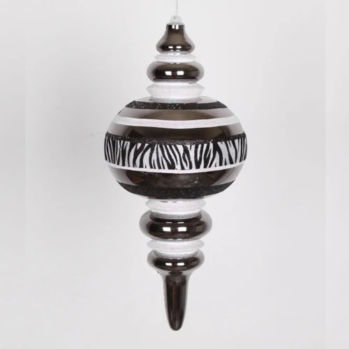 13" Black And White Zebra Stripes Commercial Size Shatterproof Christmas Finial Ornament 4 13" Black And White Zebra Stripes Commercial Size Shatterproof Christmas Finial Ornament - Image 2