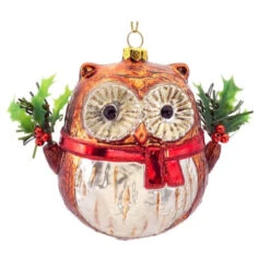Melrose 3.5" Red And Green Owl With Leaf Berry Wings Christmas Ornament -Ornaments Store melrose 61937 2 02596.1599268855