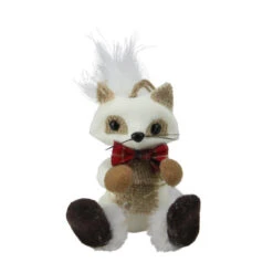 Melrose 5" White And Beige Mini Sitting Fox Christmas Ornament