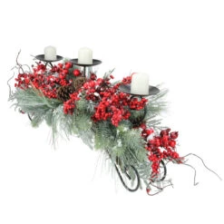 Melrose 30" Red Frosted Berry And Pine Needle Christmas Candle Holder -Ornaments Store melrose 69406 1 59919.1588357424