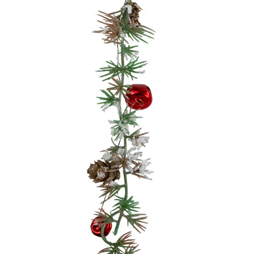 Melrose 40" Green Frosted Pine Cones And Bells Artificial Christmas Spray 4 Melrose 40" Green Frosted Pine Cones And Bells Artificial Christmas Spray - Image 2