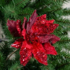 Melrose 21" Red And Brown Embellished Poinsettia Long Stem Christmas Pick 7 Melrose 21" Red And Brown Embellished Poinsettia Long Stem Christmas Pick -Ornaments Store melrose 77216 3 45909.1588403139