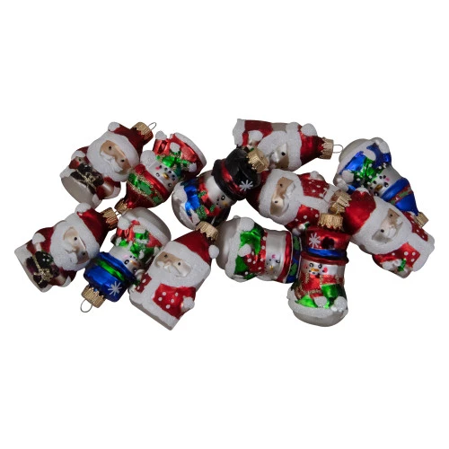 Northlight 12ct Red Winter Snowmen And Santa Claus Figurine Glass Christmas Ornaments 2.5" 3 Northlight 12ct Red Winter Snowmen And Santa Claus Figurine Glass Christmas Ornaments 2.5"