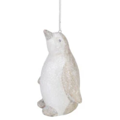 4" White Glitter Standing Penguin Christmas Hanging Ornament