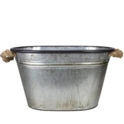 11" Silver Oval Christmas Tree Bucket With Jute Rope -Ornaments Store meravic r7433 3 31091.1587644959