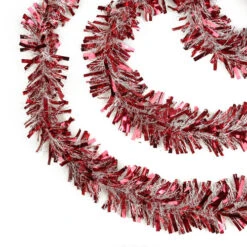 Northlight 50' X 4" Red And White Wide Cut Snowblush Tinsel Christmas Garland - Unlit