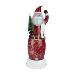 12.5" LED Lighted Swirling Santa With Tree Christmas Snow Globe Glittering Snow Dome