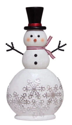 20" White And Black Glittered Snowman Adorned With Snowflakes Christmas Tabletop Decor