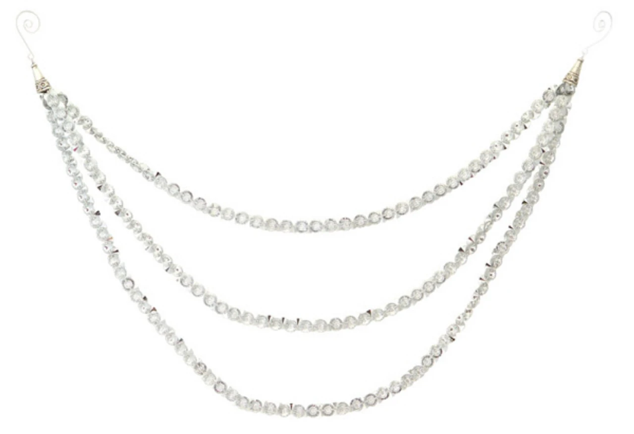 Melrose 2' Clear Shiny Jeweled Three Tier Drape Artificial Christmas Garland - Unlit 3 Melrose 2' Clear Shiny Jeweled Three Tier Drape Artificial Christmas Garland - Unlit