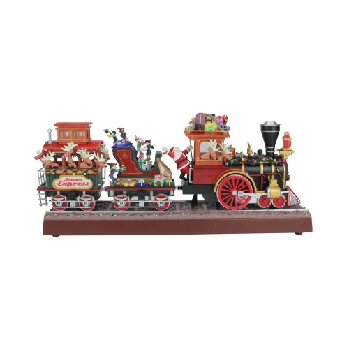Red And Brown Animated Musical Lighted Santa's Express Decoration 3 Red And Brown Animated Musical Lighted Santa's Express Decoration