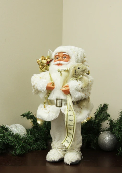 16" White And Gold Nordic Santa Claus Christmas Figurine 4 16" White And Gold Nordic Santa Claus Christmas Figurine - Image 2