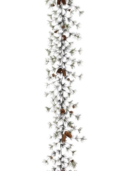 9.5' Frosted Pine With Pine Cones Artificial Christmas Garland - Unlit 4 9.5' Frosted Pine With Pine Cones Artificial Christmas Garland - Unlit - Image 2